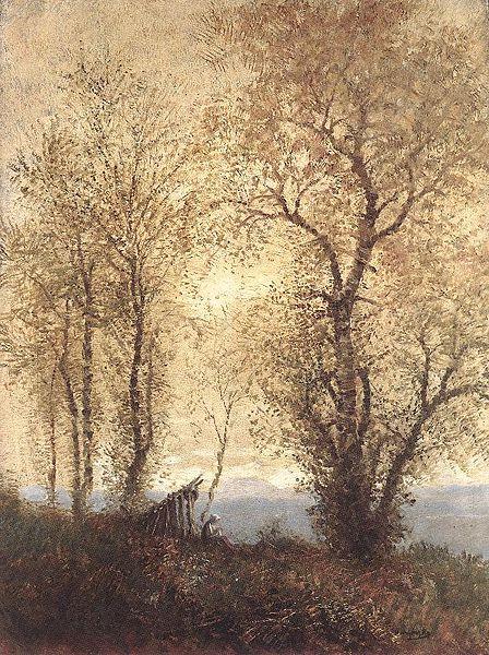 Landscape at Autumn by Laszlo Mednyanszky Impressionism Art dated 1890