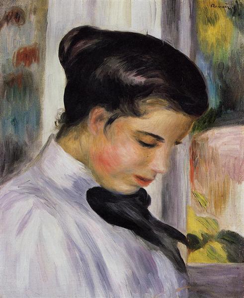 Young Woman in Profile by Pierre-Auguste Renoir Impressionism Art dated 1897