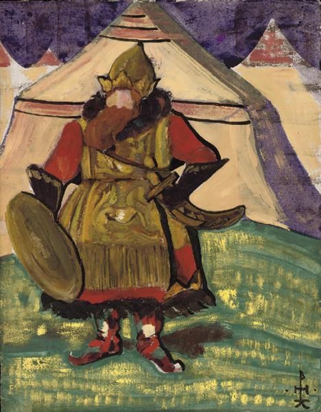 Costume design for &quot;Tale of Tsar Saltan&quot; by Nicholas Roerich Art Nouveau (Modern) Art dated 1919