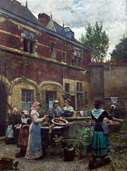 Alms Houses, Antwerp, Belgium by William Logsdail Realism Art dated 1880