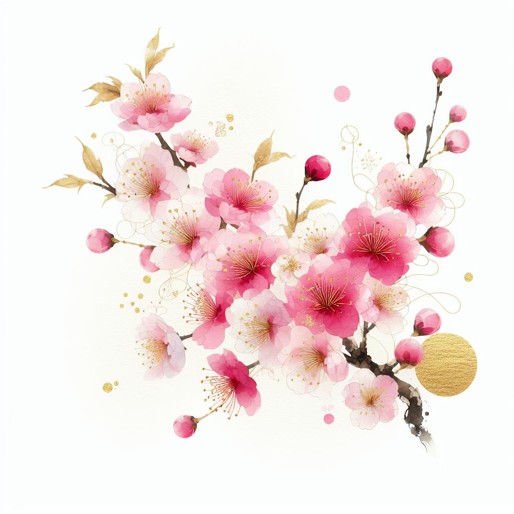 Auroral Sakura: Ethereal & Luminous Japanese Watercolor Art