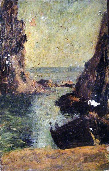 Marine Sketch With Cliffs by Joan Brull Symbolism Art