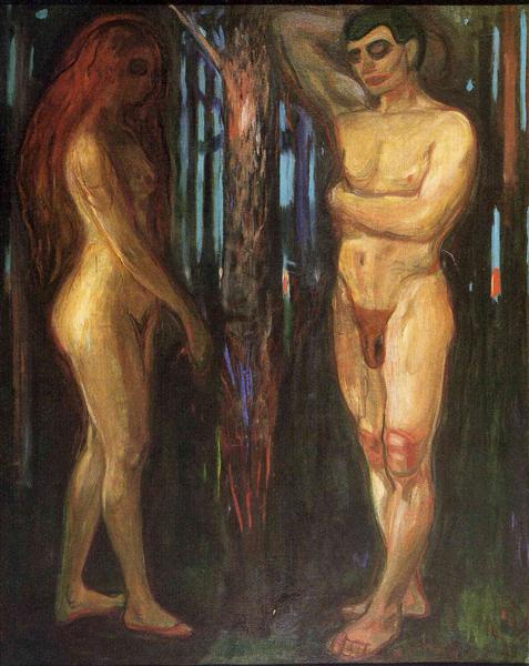 Adam and Eve by Edvard Munch Expressionism Art dated 1918