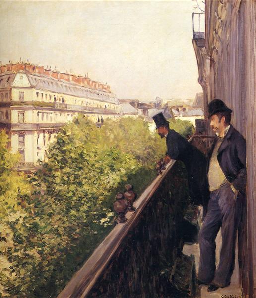 A Balcony, Boulevard Haussmann by Gustave Caillebotte Impressionism Art dated 1880