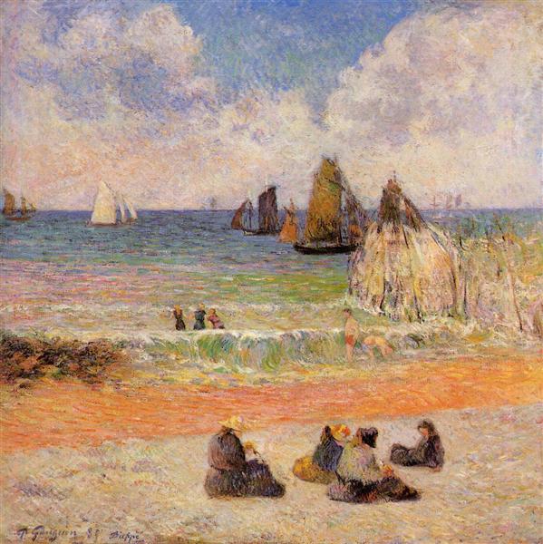 Bathing, Dieppe by Paul Gauguin Impressionism Art dated 1885