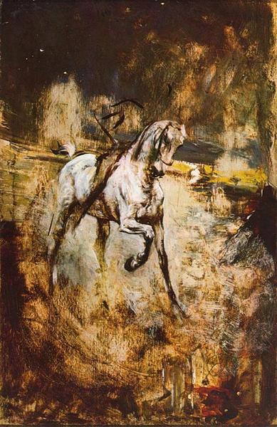 White Horse by Giovanni Boldini Impressionism Art dated 1883