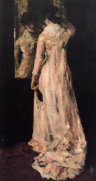 The Mirror by William Merritt Chase Impressionism Art dated 1883