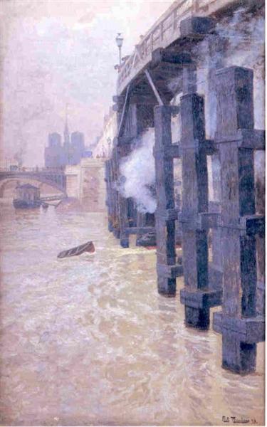 Seine by Frits Thaulow Impressionism Art dated 1890