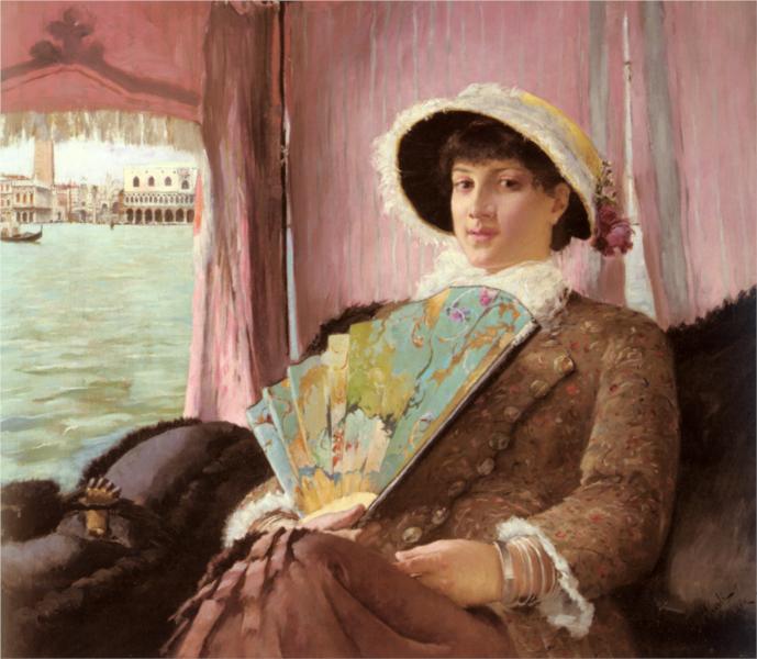 Girl in a Gondola by Georg Pauli Realism Art