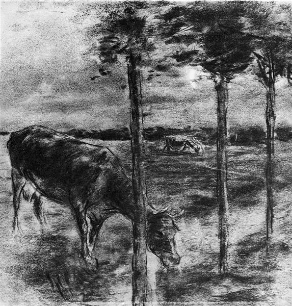 Drinking cow by Max Liebermann Realism Art