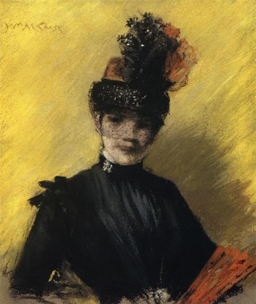 Study of Black against Yello by William Merritt Chase Impressionism Art dated 1886