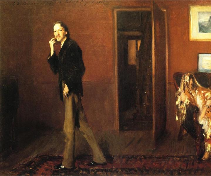 Robert Louis Stevenson and his wife by John Singer Sargent Realism Art dated 1885