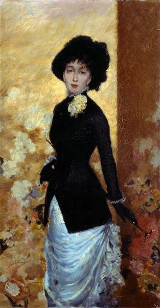 Figure of a woman (L&#233;ontine De Nittis) by Giuseppe De Nittis Impressionism Art dated 1880