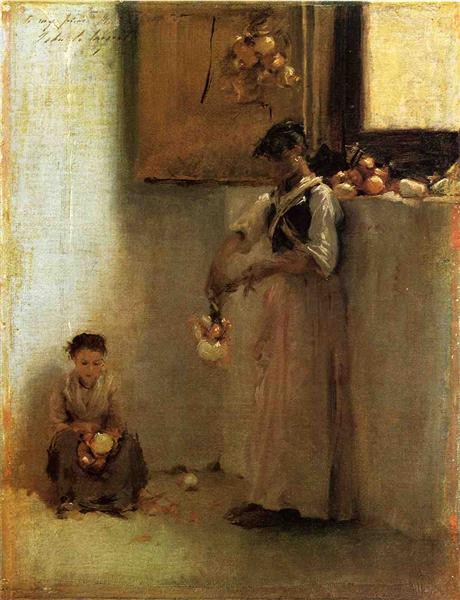 Stringing Onions by John Singer Sargent Impressionism Art dated 1882