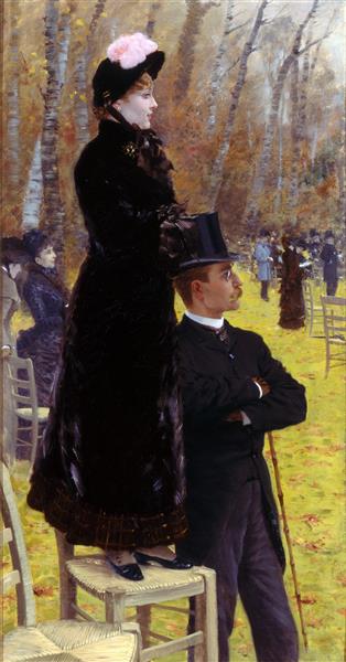 At the Auteuil races - On the chair by Giuseppe De Nittis Impressionism Art dated 1883