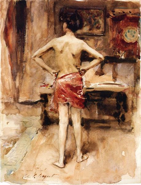 The Model by John Singer Sargent Impressionism Art dated 1876