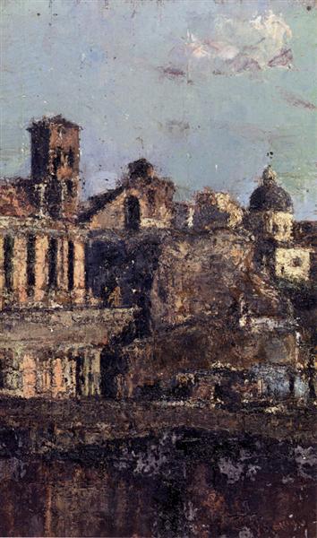 Italian Town View by Antonio Mancini Verism Art