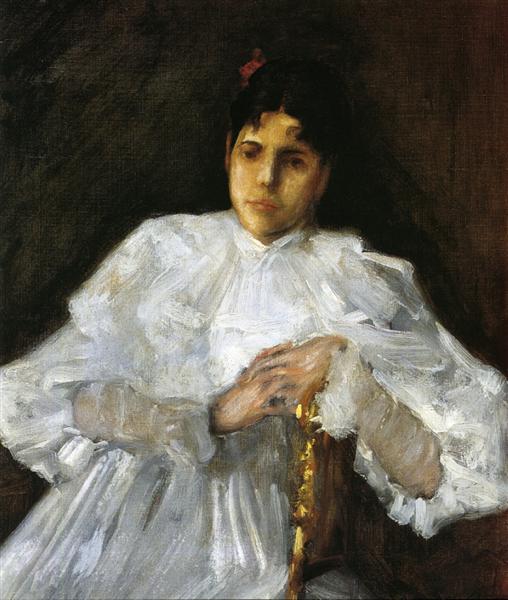 Girl in White by William Merritt Chase Impressionism Art dated 1890