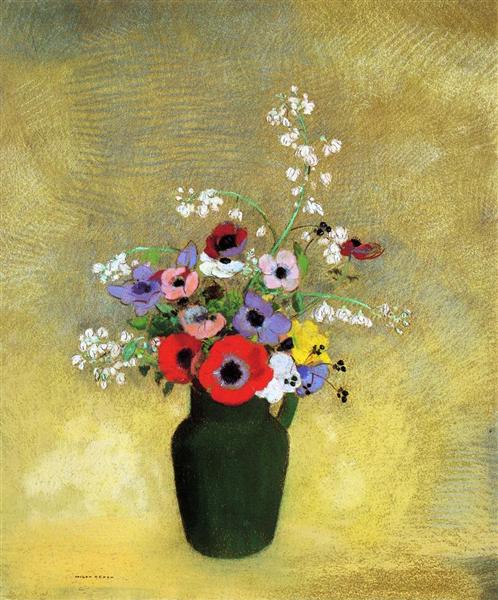 Flowers in a Green Pitcher by Odilon Redon Realism Art