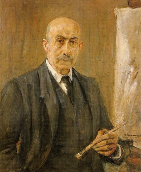 Self-Portrait with palette by Max Liebermann Impressionism Art dated 1912