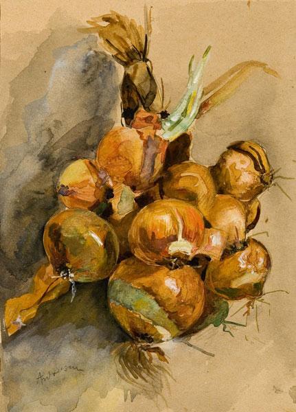 Onions by Ion Andreescu Realism Art