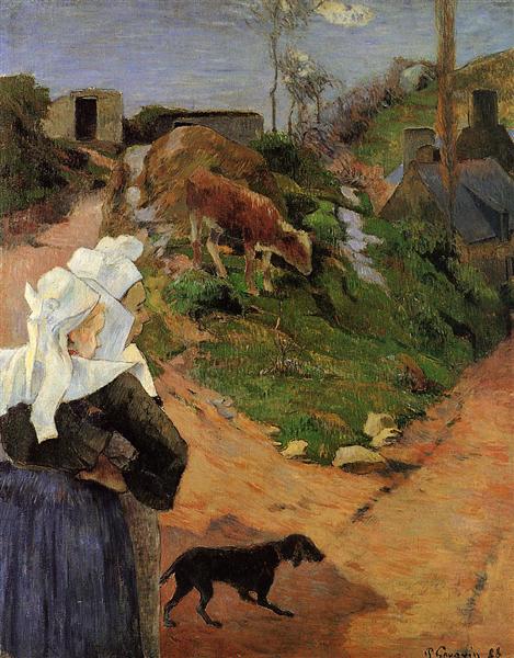 Breton Women at the Turn by Paul Gauguin Post-Impressionism Art dated 1888