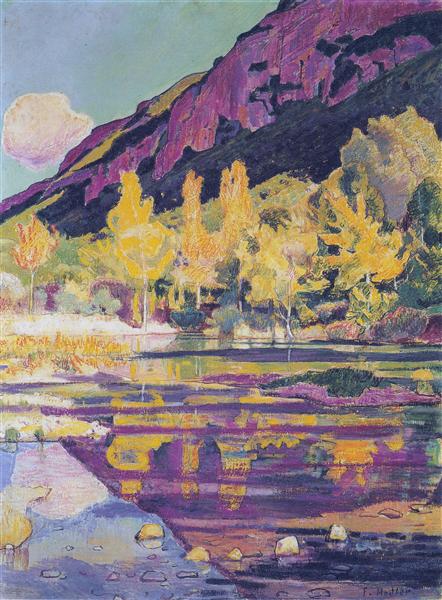 At the foot of the Petit Saleve by Ferdinand Hodler Art Nouveau (Modern) Art dated 1893