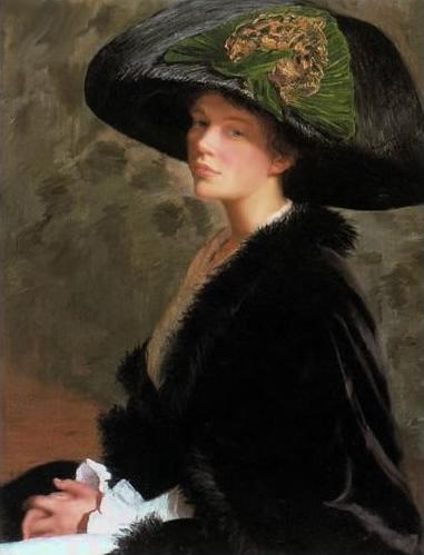 The Green Hat by Lilla Cabot Perry Impressionism Art dated 1913