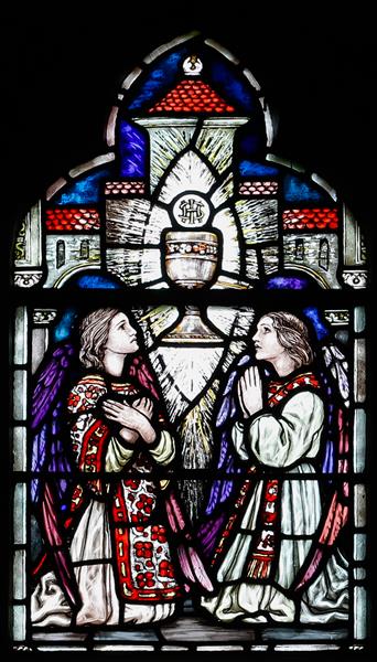 Loughrea St. Brendan&#39;s Cathedral. Two Angels Holding a Chalice by Sarah Purser Romanticism Art dated 1908