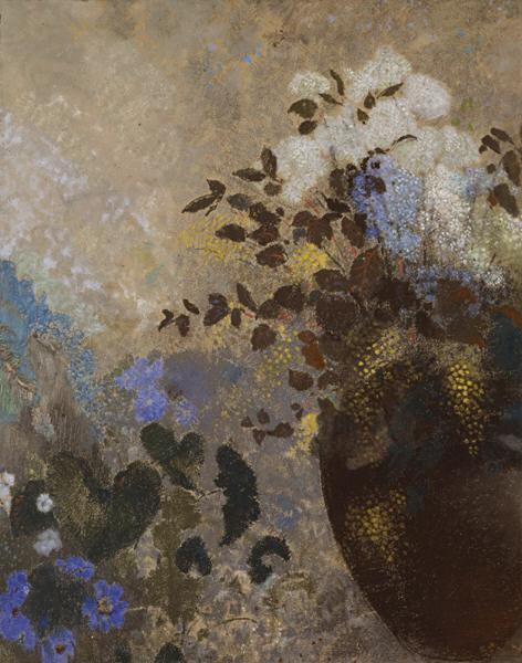 Flowers in a Black Vase by Odilon Redon Symbolism Art dated 1909