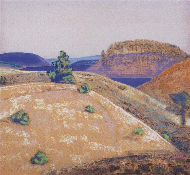 Landscape by Nicholas Roerich Symbolism Art dated 1915