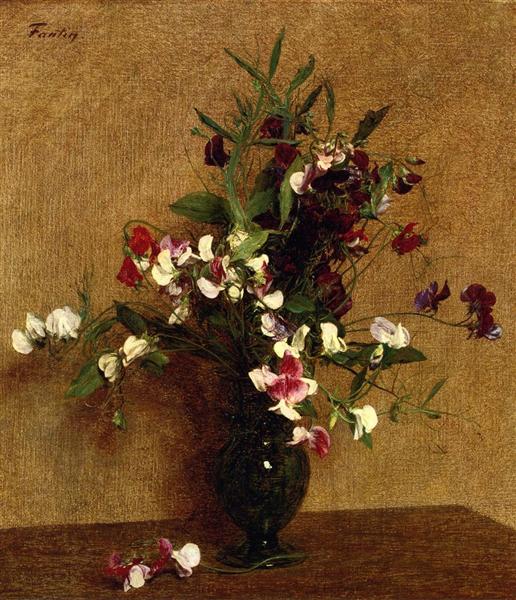 Sweet Peas in a Vase by Henri Fantin-Latour Realism Art