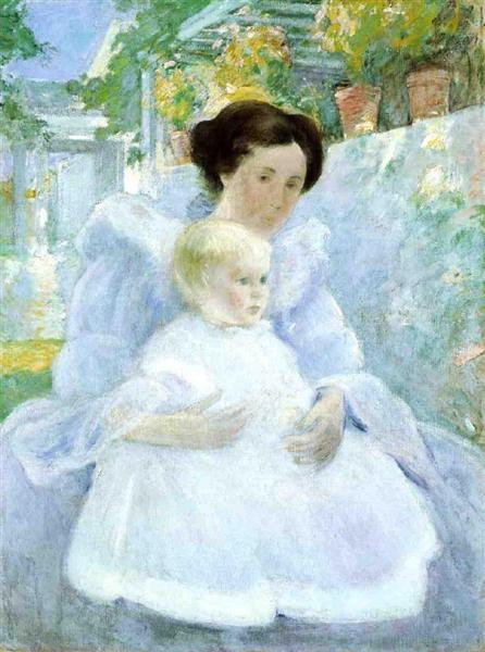 Mother and Child by John Henry Twachtman Impressionism Art dated 1897