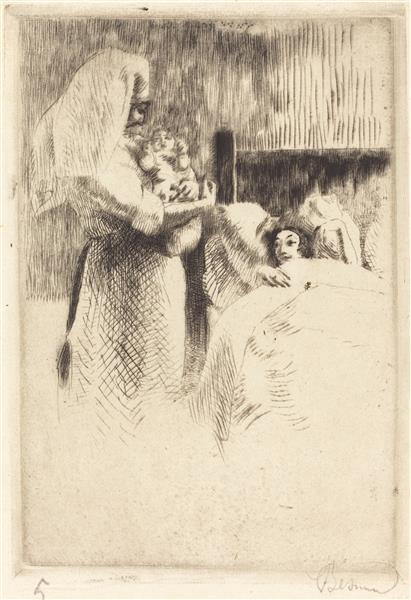 Birth Announcement for Anne-&#233;lisabeth Besnard by Paul-Albert Besnard Impressionism Art dated 1922