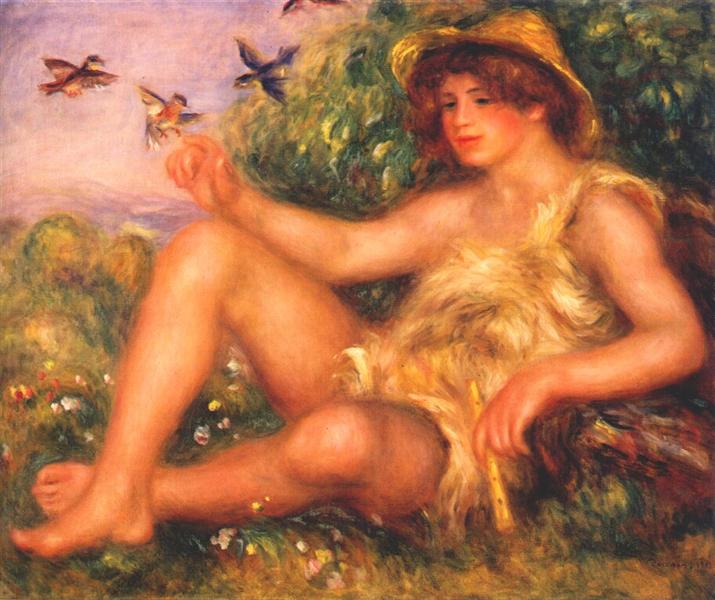 Young shepherd in repose (Alexander Thurneysson) by Pierre-Auguste Renoir Impressionism Art dated 1911