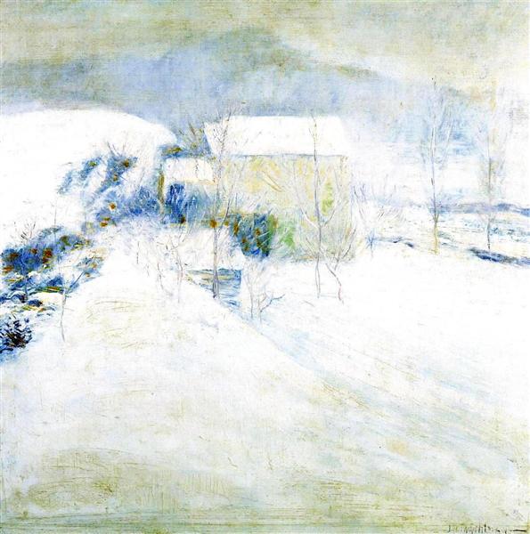 Snow Scene at Utica by John Henry Twachtman Impressionism Art dated 1899