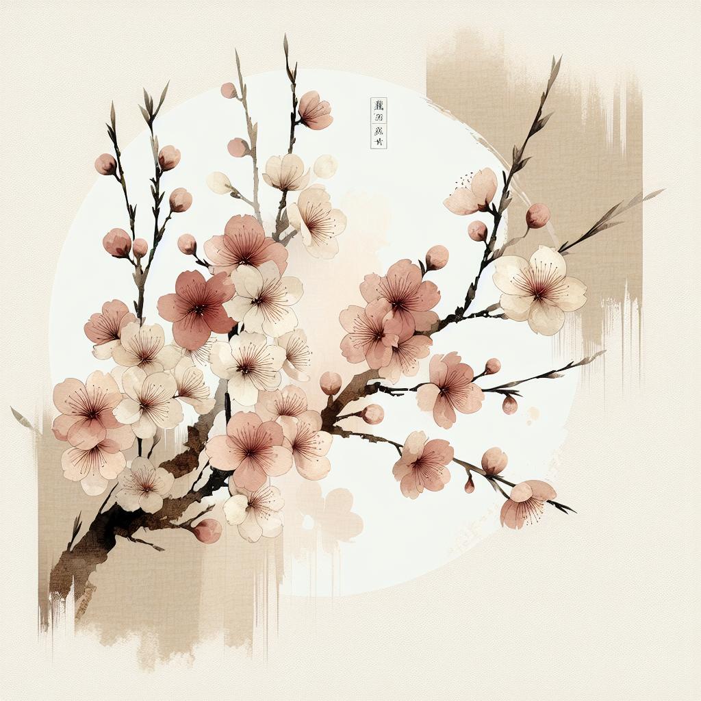 Elysian Nirantara Sakura: Modern Japanese Watercolor Art