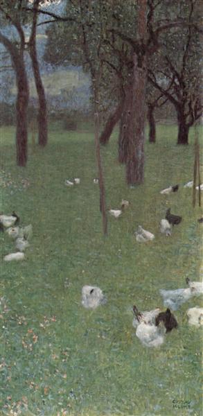 After the Rain (Garden with Chickens in St. Agatha) by Gustav Klimt Art Nouveau (Modern) Art dated 1899