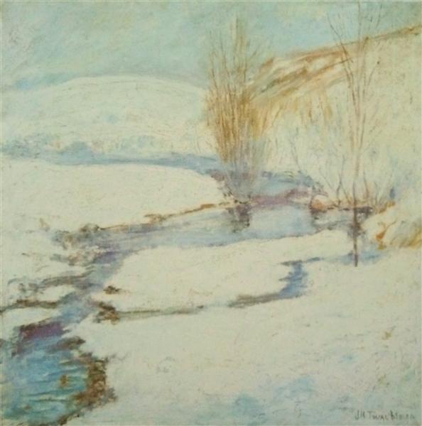 Winter Landscape by John Henry Twachtman Impressionism Art dated 1900