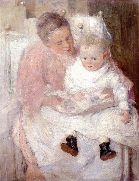 Mother and Child by Julian Alden Weir Impressionism Art dated 1891