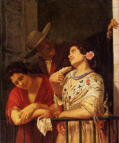 The Flirtation A Balcony in Seville by Mary Cassatt Realism Art dated 1872