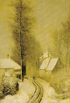 Snowy landscape by Pericles Pantazis Impressionism Art