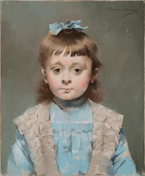 Portrait of a Young Girl with a Blue Ribbon by Louise Abb&#233;ma