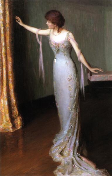 Lady in an Evening Dress by Lilla Cabot Perry Impressionism Art dated 1911