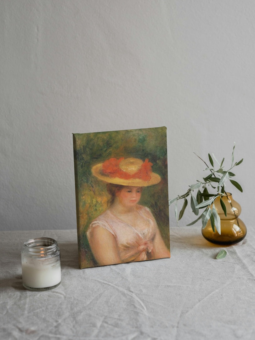 Young Woman in a Straw Hat by Pierre-Auguste Renoir Impressionism Art dated 1901