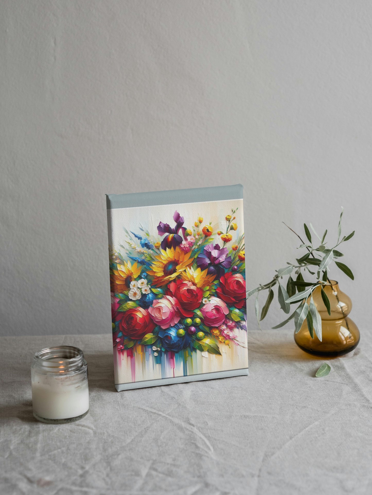 Vibrant Amara Blossomus: Modern Floral Oil Painting