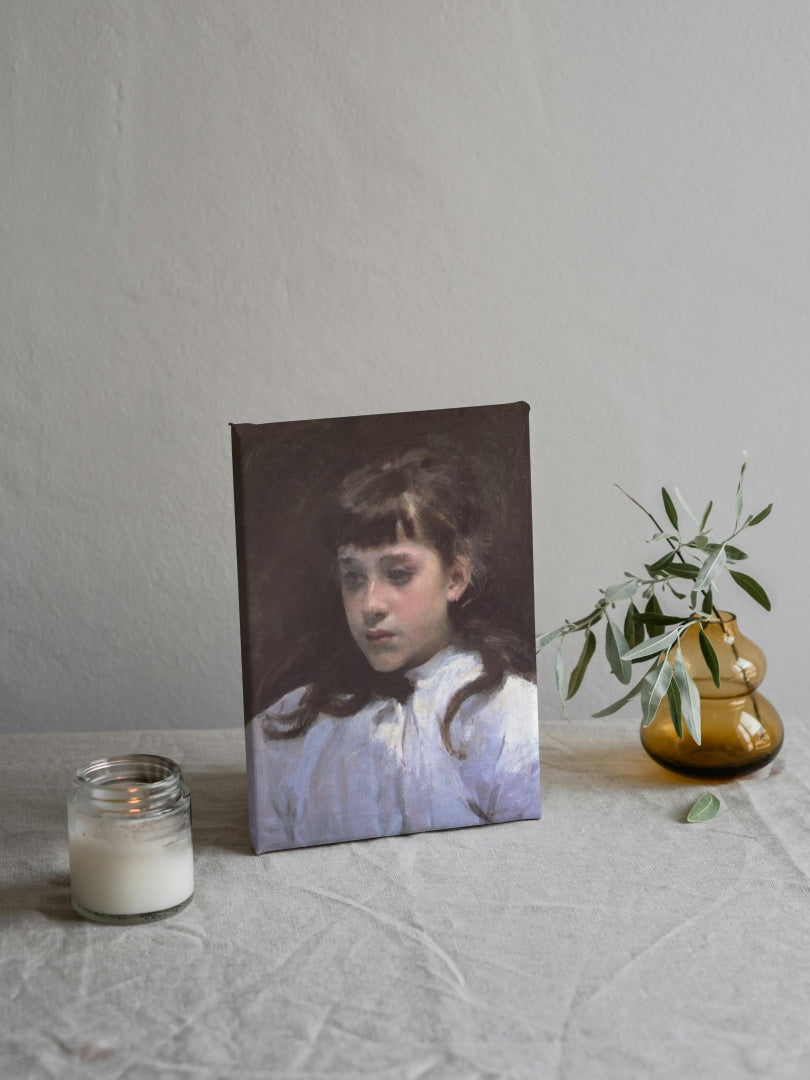 Young Girl Wearing a White Muslin Blouse by John Singer Sargent Realism Art dated 1885