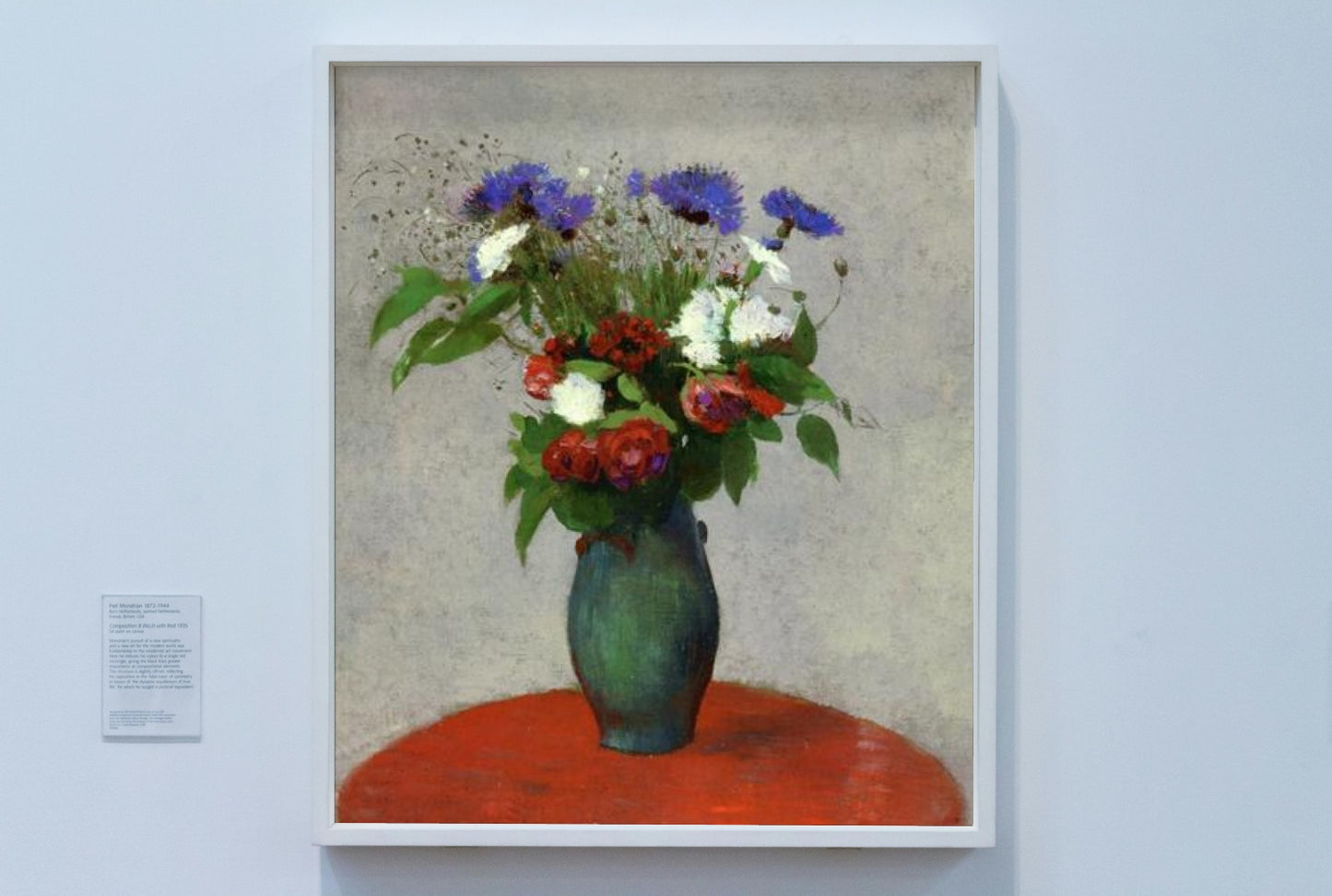 Vase of Flowers on a Red Tablecloth by Odilon Redon Realism Art dated 1900