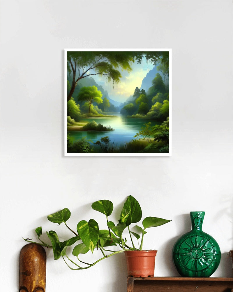 Verdant Praesidium Serenity - Modern Landscape Oil Painting