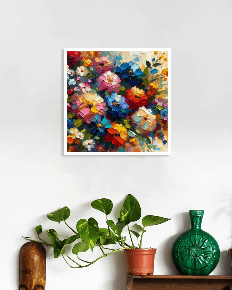 Vibrant Prasanna Blossomus: Modern Floral Oil Painting